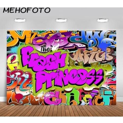 MEHOFOTO The Fresh Prince Backdrop Hip Pop Graffiti Background Fresh Prince Hip Pop Neon Glow Party Banner Backdrops