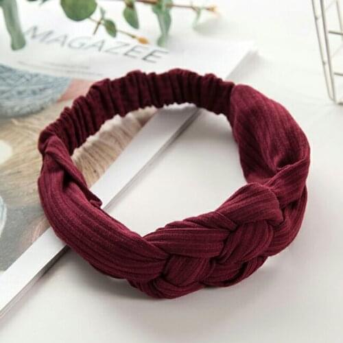2 PCS Vintage Boho Woolen Knitted Braided Headband Holiday Ethnic Hairband Hair Accessories Twist Knot for Women Girl SA