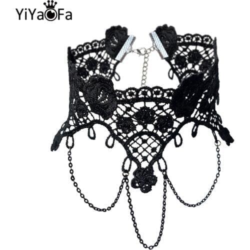 YiYaoFa Vintage Lace Choker Necklace for Women Accessories False Collar Statement Necklace Lady Gothic Party Jewelry GN-57