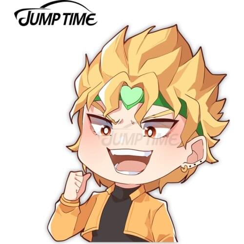 Jump Time 13 x 9.5cm Cute Boy Car Decor Dio Anime Avatar Car Accessories Camper Computer Trunk Waterproof Car Stickers