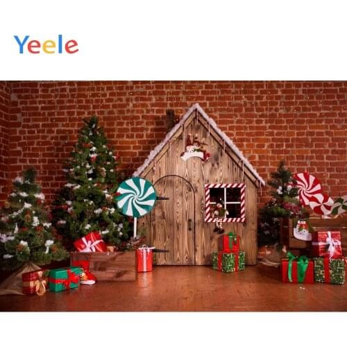 Yeele Christmas Backdrop Tree Gifts Lollipop Candy Candy House Newborn Baby Birthday Party Photography Background Photo Studio