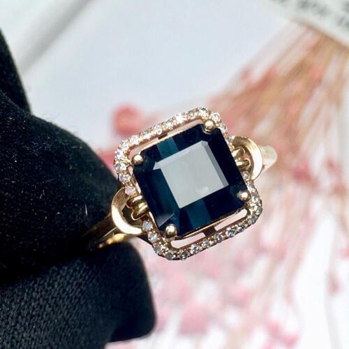 Fine Jewelry Real Pure 18 K Gold Jewelry 100% Natural Green Tourmaline Gemstones 2.7ct Diamonds Males Wedding Fine Mans Rings