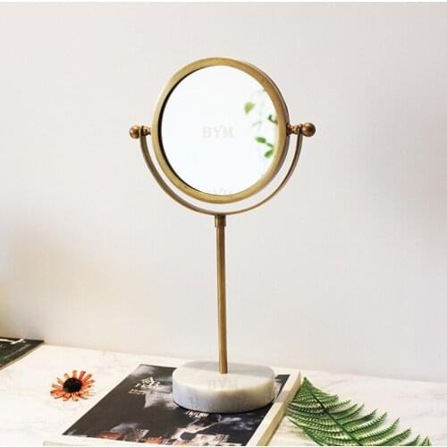 Makeup Mirror зеркало косметическое Nordic Vintage Style Handmade Brass Light Luxury Simple Household Decoration Carved Mirrors