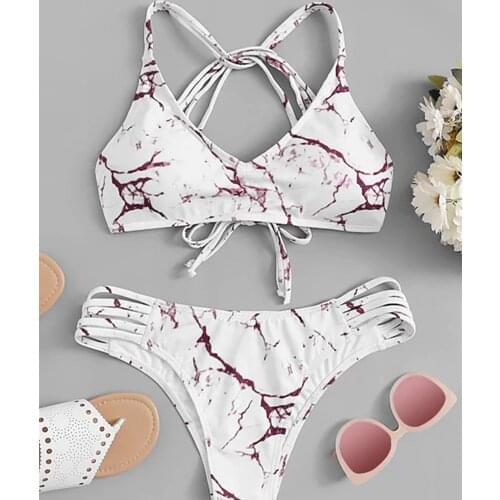 Women Tie Dye Backless Bikini Set Bathing Suit Beachwear Push Up Swimming Suit Swimwear Sexy Bandage Swimsuit Bikini 2021