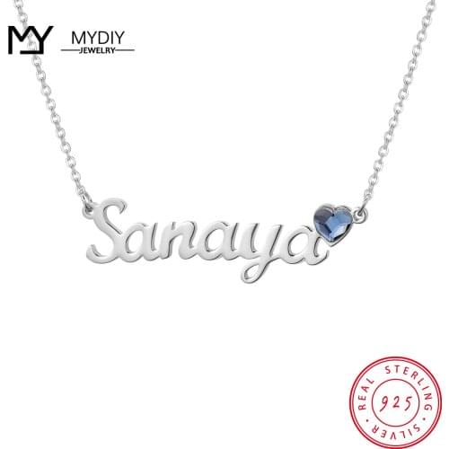 Personalize Necklace 925 Sterling Sliver Pendant Name Custom Jewelry Heart Birthstone Fashion Anniversary Gift for Women