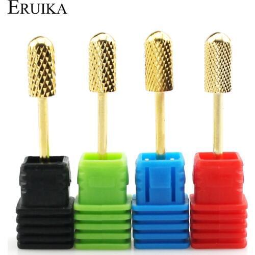 ERUIKA 1pc Round Top Carbide Nail Drills Electric Manicure Bit Machine Milling Cutter Rotary Gold Burr Nail Art Accessories