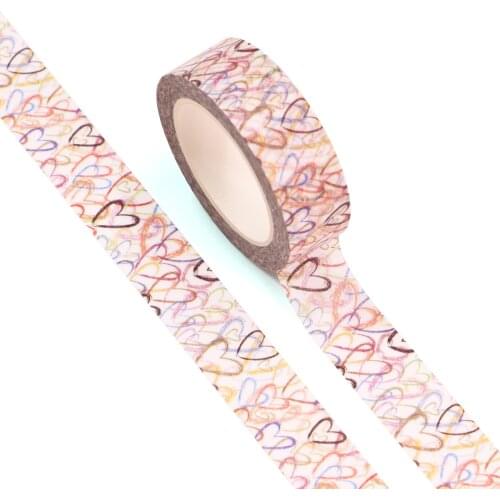10pcs/lot 15MM*10M Happy Valentines Day Colorful heart Decorative Washi Tape DIY Scrapbooking Masking Tape School Office Supply
