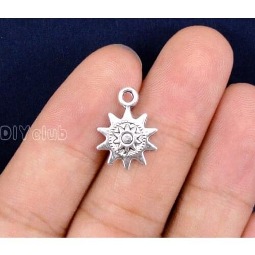 100pcs- Antique Tibetan Silver 2 Sided Sun Charms pendants 17x13mm