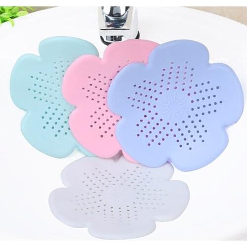 10Pcs Anti-block Floor Drain Mat Silicone Bathroom Kitchen Flower Sink Filter Hair Stopper Floor Drainer Bathroom Accessories