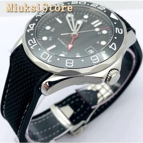 BLIGER New Top Black GMT Sterile Mechanical Watch Sapphire Crystal Ceramic Bezel Black Dial Date Mens Automatic Watch