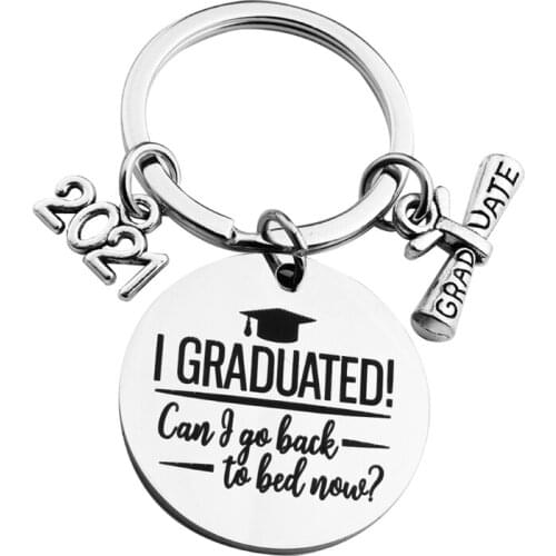Class of 2021 Graduation Ceremony Keychain Graduated Bachelor Hat Key Ring Necklace Pendant Jewelry Bag Souvenir Gift