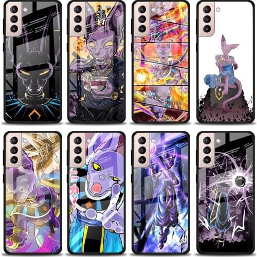Anime Beerus Bad Tempered Glass Cover For Samsung Galaxy S21 Plus Ultra M21 M31 M51 A52 A72 Phone Case Coque