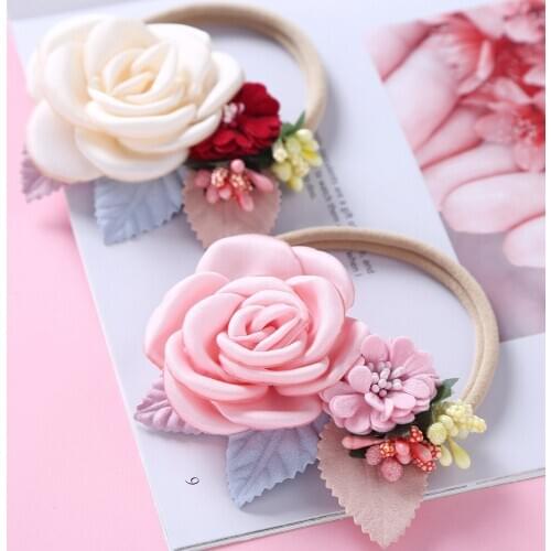 10pc/lot Toddler Girls Kid Baby Bow Hairband Elastic Headband Rosette Flower Stretch Turban Flower Nylon Headband Headwear