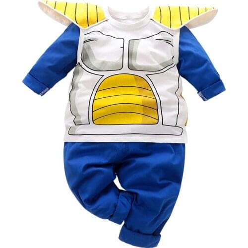 Baby Spring Cartoon Anime Vegeta Split clothing toddler boy clothes outfit Superhero children party cosplay [ shirt + pants ]