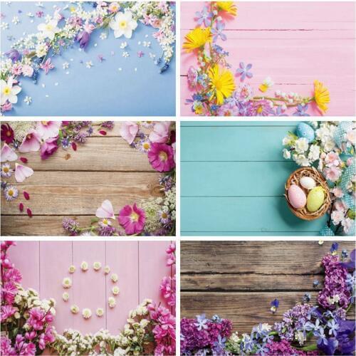 Spring Flower Easter White Wood Board Baby Shower Birthday Backdrop Wedding Photography Background For Photo Studio Photophone