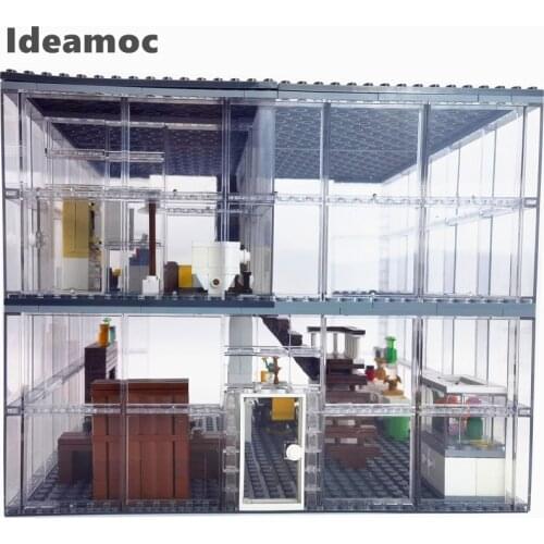 City Glass House Building Blocks Toys for Children Compatible Creator Friends Bricks MOC 2 Floors Buildings Baseplates Kids Gift