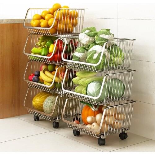 Stainless steel multilayer kitchen kitchen shelf organizer and storage multi-function fruit vegetables Receive basket dish rack