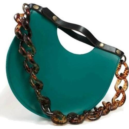 Fashion Brand Solid Saddle acrylic Crossbody Bag Women PU Leather Handbag Luxury Semicircle Shoulder Bag Casual Messenger Bags