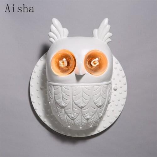 Night Owl Wall Lamp Creative Home Deco Wall Sconces Resin Wall+lamps Living Room Beside Lamp Loft Kitchen Fixture Led Wall Light