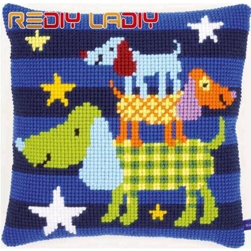 Cross Stitch Cushion Cover Bear & Balloons Sofa Pillows Chunky Cross-Stitch Kits 100% Acrylic Yarn Pillow Case Hobby & Crafts