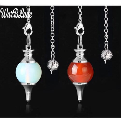 WarBLade 2019 New Natural Stone Tiger Eye Lapis Lazuli Dowsing Pendulum Circular Cone Charm Pendant for Men Women Divination