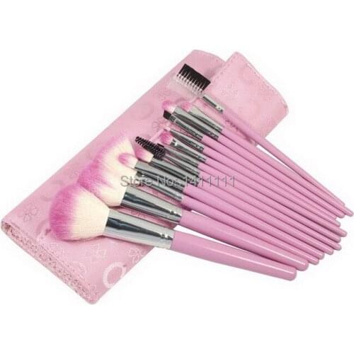 Wholesale Pro Cosmetic 13PCS in 1 Pro Makeup Brush Brushes Cosmetic Powder Tool Kit Set With Pink Case 20SET LOT DHL Free MB40