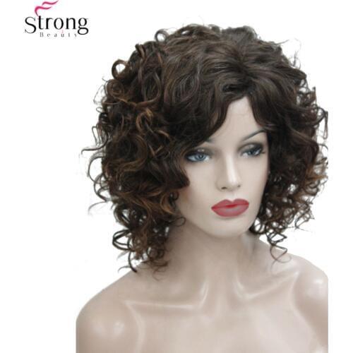 StrongBeauty Medium Curly Wig Hair Brown Womens Synthetic Capless Wigs Natural