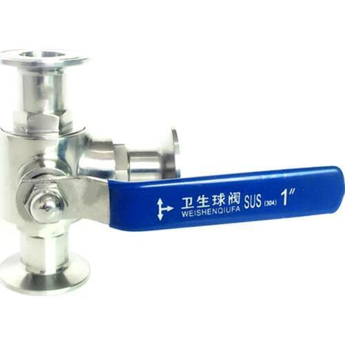 Fit 76mm Pipe OD x 3" Tri Clamp Sanitary L-Port Ball Valve SUS 304 Stainless Beer Brewing Home