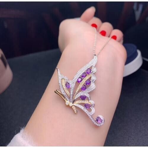 Butterfly pendant classic red natural garnet gemstone necklace women silver necklace jewelry 925 sterling silver birthday gift