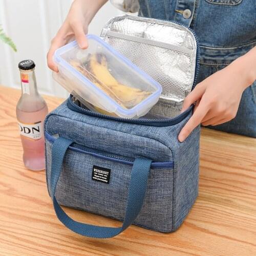 Portable Lunch Bag Thermal Insulated Lunch Box Tote Fresh Cooler Handbag Bento Pouch Dinner Container School Food Storage Bags