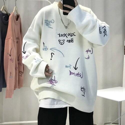 Autumn/Winter Korean Sweet Girl Pullover Sweater Harajuku Graffiti Style Gothic Girl College Style Men And Women Couple Sweater