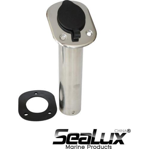 Sealux Marine Grade Stainless Steel 304 Flush Mount Rod Holder with PVC Liner and cap for Marine Boat Yacht