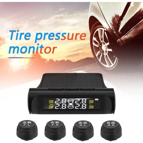 Solar Vehicle TPMS 4 External Sensor Tire Pressure Temperature Monitoring System Monitoring Tyre Temperature Alarm System