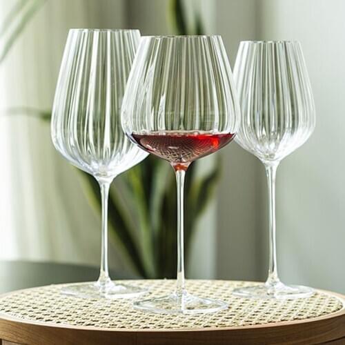 Nordic Crystal Wine Cup Multi Edge Texture Champagne Glass Goblet Large Capacity Brandy Party Wedding Drinkware