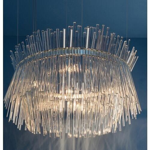 Nordic post-modern light luxury crystal chandelier round new living room dining room bedroom creative art model room lamps