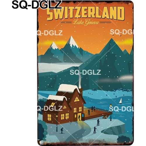 [SQ-DGLZ] SWITZERLAND City Plaques Metal Signs Vintage Home Decor Tin Signs Pub Plates Metal Crafts Painting Art Poster