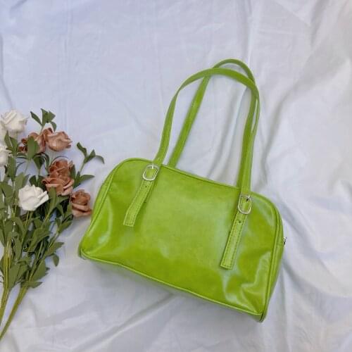 Spring Green Women Large Shoulder Bag Fashion Design Ladies Underarm Bag PU Leather Female Daily Casual Tote Purse Handbags