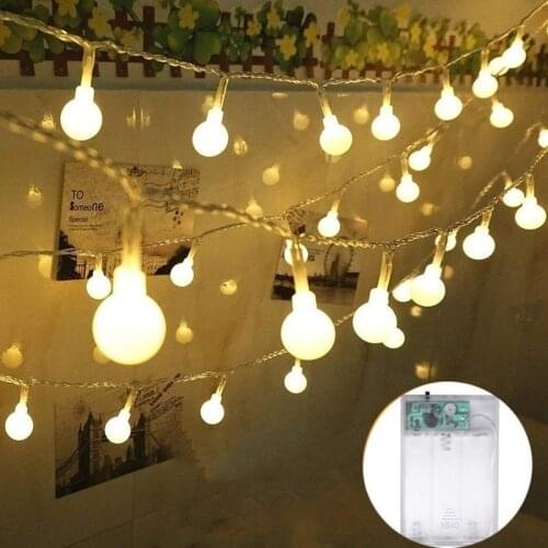 1.5/3m Battery Power LED Ball Garland Light Fairy String Waterproof Outdoor Lamp Christmas Holiday Wedding Party Lamp Decoration