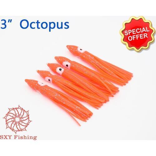 SXY FISHING 3 Inch Octopus Squid Seawater Fishing Bait Trolling Bait Bionics Squid Lure Bionics Octopus Bait Multiple colors 1