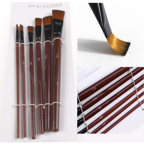 W3JD 6Pcs Nylon Acrylic Oil Paint Gouache Brushes for artist Supplies Watercolor Set