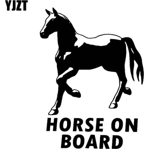 YJZT 12.6CM*16.2CM HORSE ON BOARD Car Sticker Decal Vinyl Black/Silver C10-00807