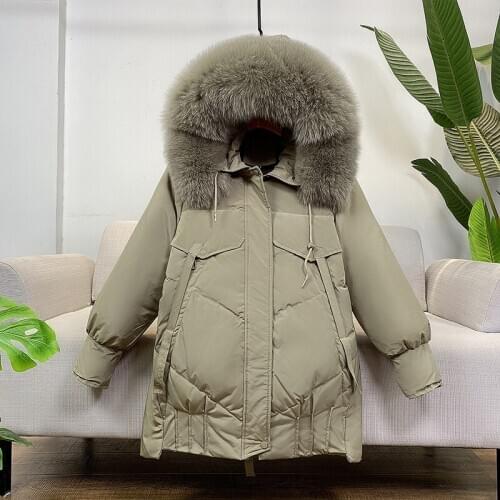 SEDUTMO Winter Real Fox Fur Hooded Duck Down Coat Women Fashion Oversize Parkas Autumn Slim Long Thick Warm Jackets ED1402