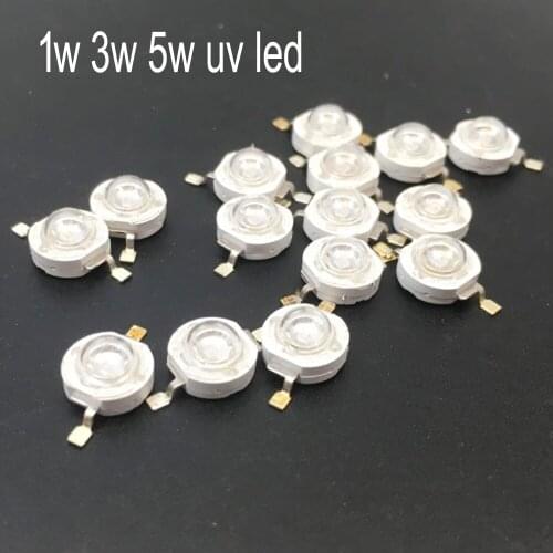 1-10pcs 3W UV Purple LED Ultraviolet Bulbs Lamp Chips 365nm 375nm 380nm 385nm 395nm 400nm 405nm 410nm 420nm 3W High Power Light