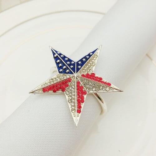 10pcs American flag five-pointed star napkin buckle napkin ring metal napkin ring cloth ring