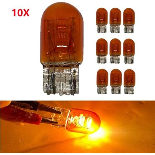 10pcs T20 7443 7440 21/5W DRL Bulbs Double Filaments Halogen Bulb amber red Clear Glass Daytime Running Light Turn Signal Light