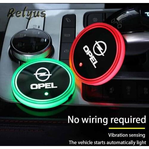 2Pcs Luminous Car Led Cup Coaster Non-slip Mat Automobile Atmosphere Light For Opel Afira J H k B Corsa D Insignia Mokka Regal