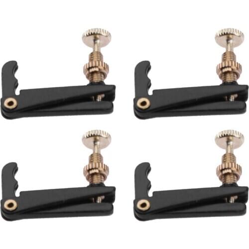 4pcs 4/4-3/4 Plated Iron Violin Fine Tuners Spinner Adjuster Strings Hooks