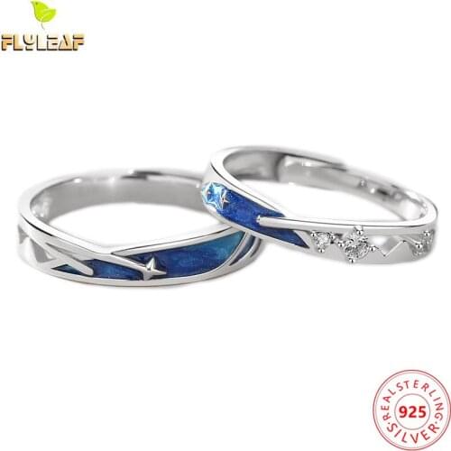 925 Sterling Silver Meteor Shower Open Couple Rings For Women Original Romantic Valentines Day Birthday Gift Fine Jewelry
