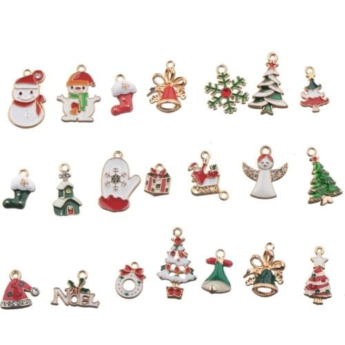 Accessories Jewelery Charms Mix Christmas Scenario Epoxy Bell Sock Noel Handwork Festival Decoration Supplies Fashion 20pcs/lot