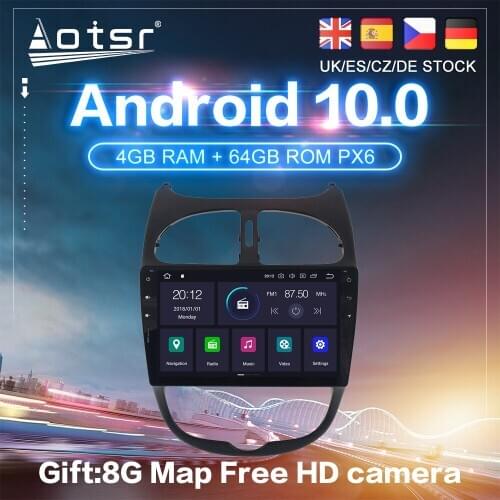 Android 10 PX6 For Peugeot 206 1 1998 - 2011 2012 Car GPS Navigation Auto Radio Stereo DVD Multimedia Video Player HeadUnit 2Din